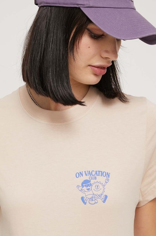 On Vacation t-shirt bawełniany beżowy OVC.LT97
