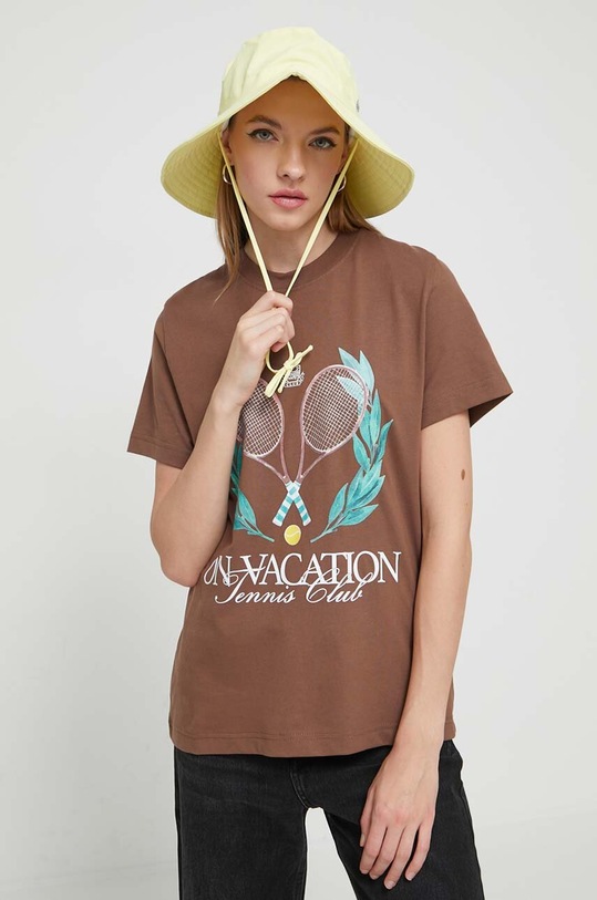 On Vacation tricou din bumbac maro OVC.LT85