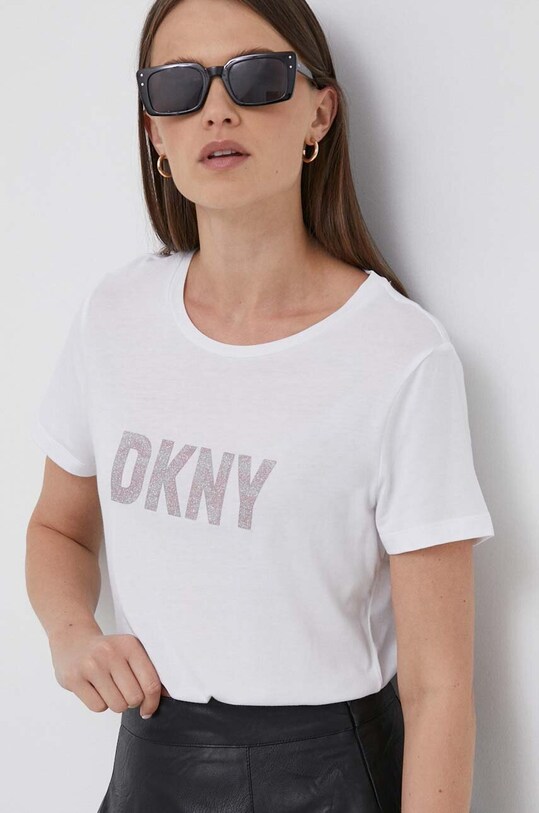 Dkny t-shirt z elastanem biały P9BH9AHQ