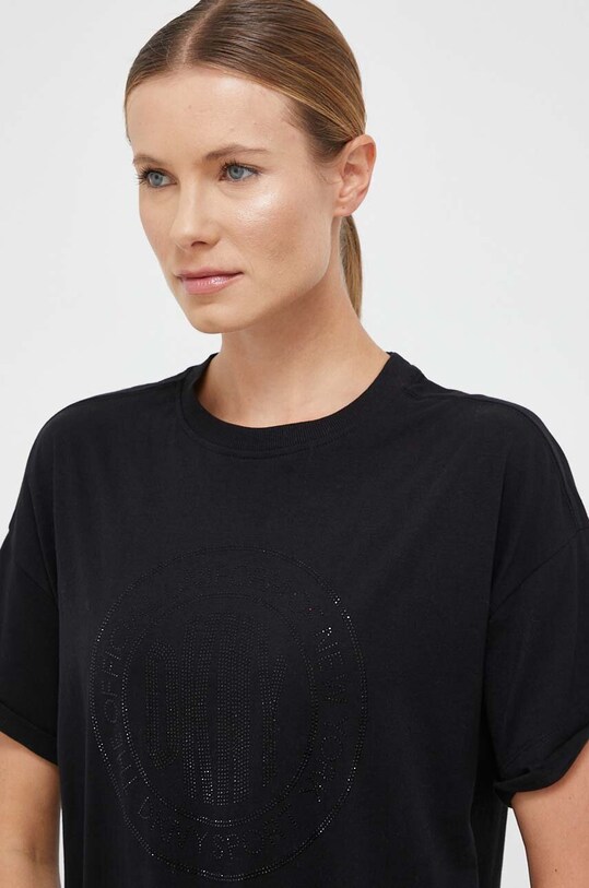 Dkny t-shirt bawełniany aplikacja czarny DP3T9445