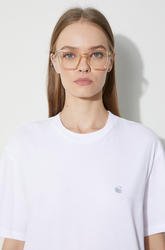 Βαμβακερό μπλουζάκι Carhartt WIP I032206.0YFXX λευκό