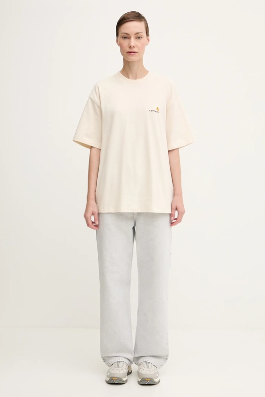 Хлопковая футболка Carhartt WIP I032218.05XX бежевый