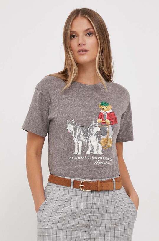 Majica kratkih rukava Polo Ralph Lauren slim siva 211920620