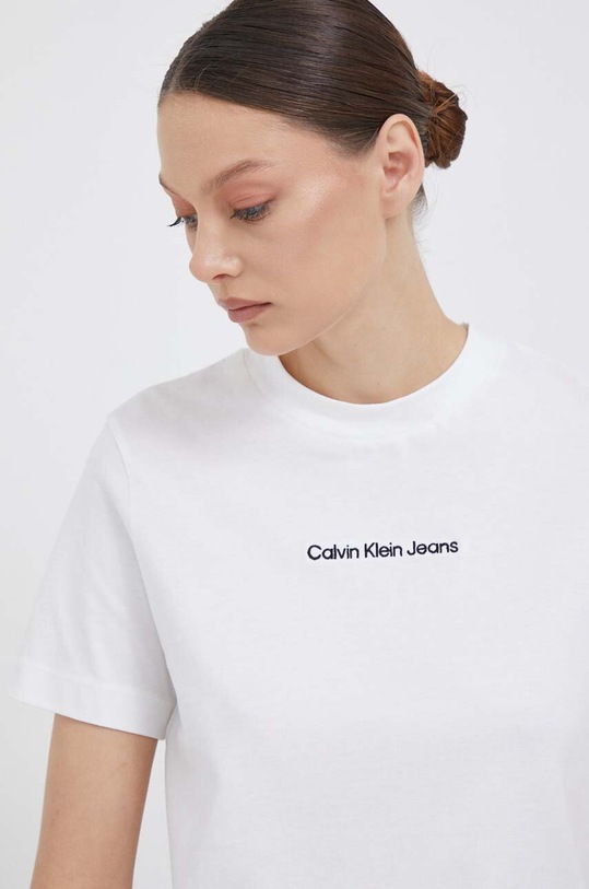 Одяг Бавовняна футболка Calvin Klein Jeans J20J221065 білий
