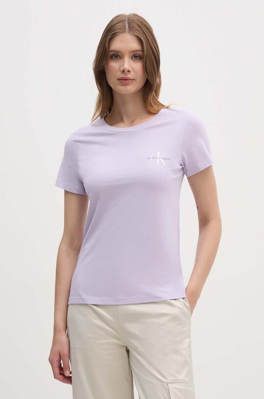 Хлопковая футболка Calvin Klein Jeans 2 шт фиолетовой J20J219734