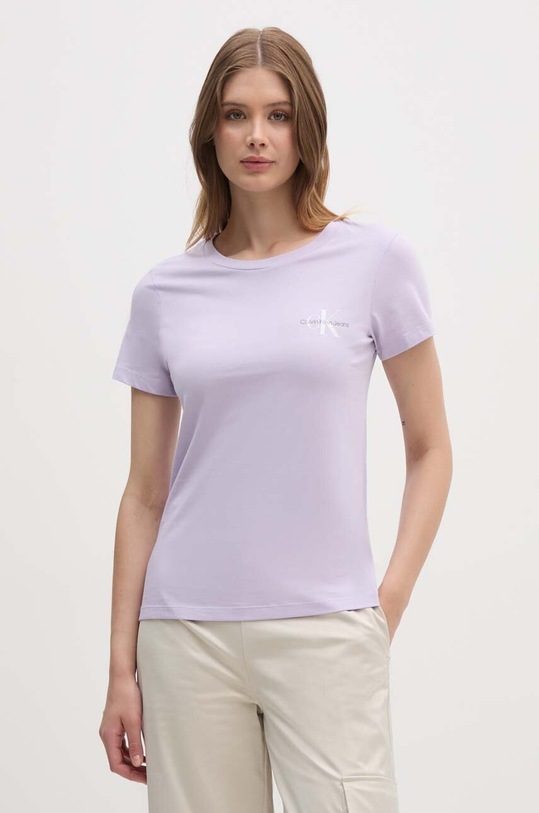 Bavlnené tričko Calvin Klein Jeans 2-pak fialová J20J219734