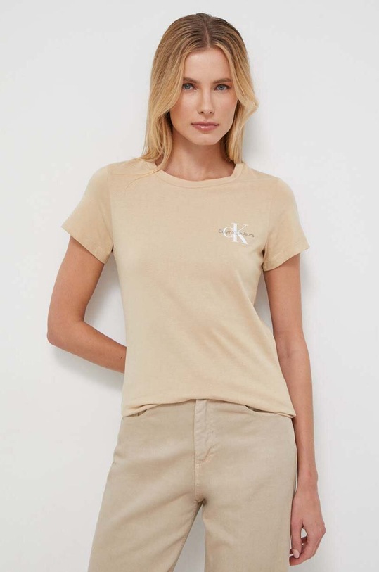 Бавовняна футболка Calvin Klein Jeans 2-pack J20J219734 бежевий