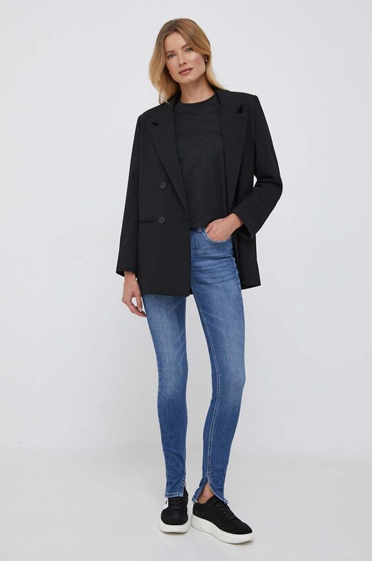 Bombažna kratka majica Calvin Klein Jeans J20J222040 črna AW23