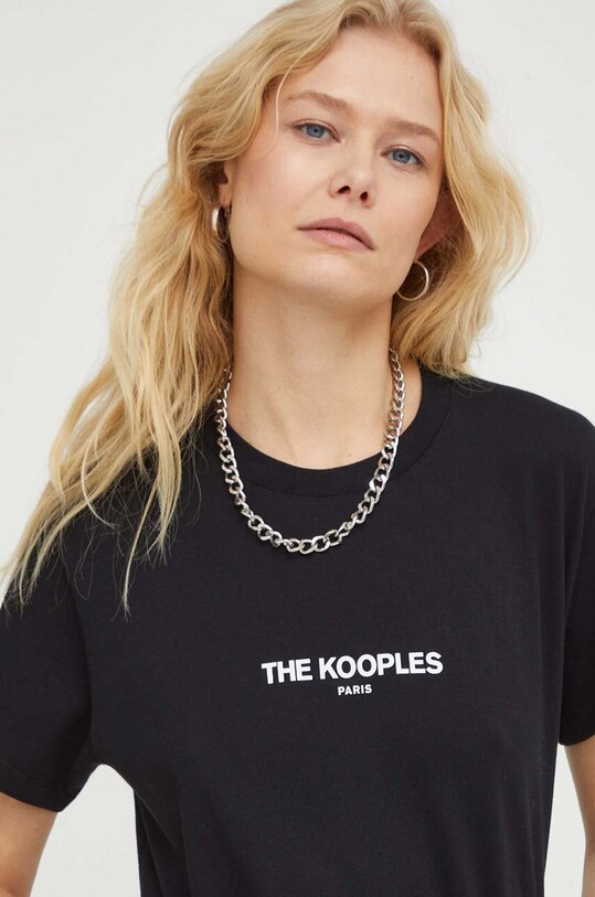 Бавовняна футболка The Kooples чорний FTSC21035K