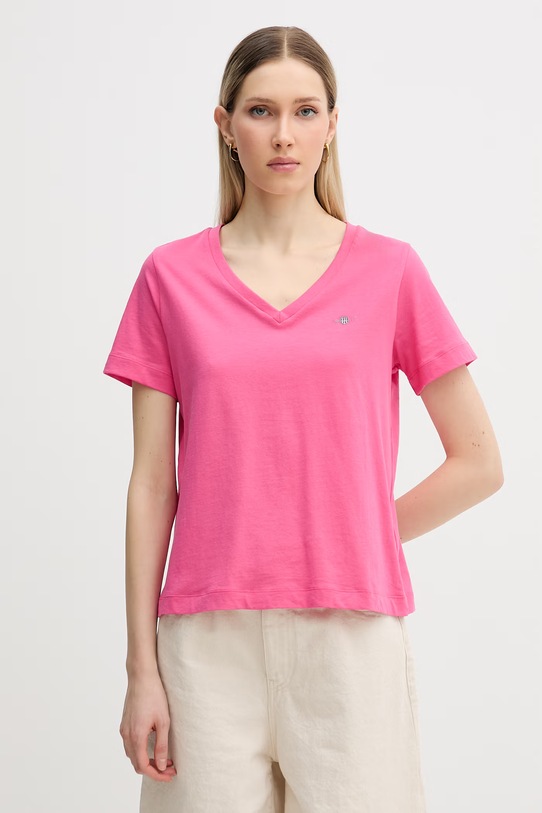 Gant t-shirt bawełniany różowy 4200750