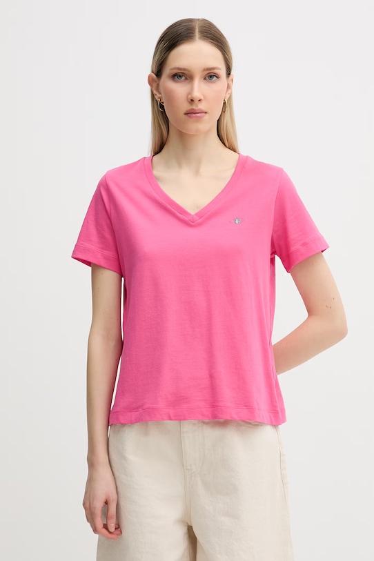 Gant t-shirt bawełniany różowy 4200750