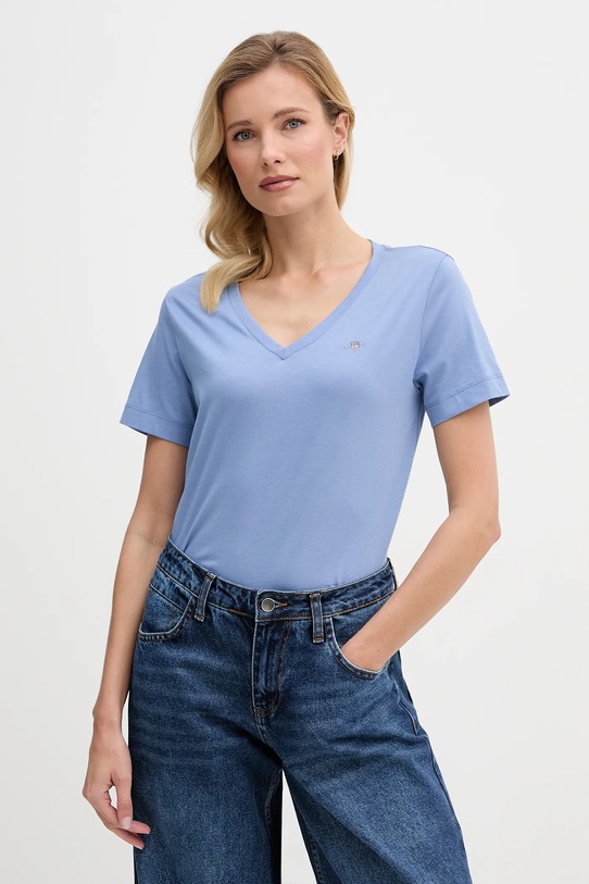 Gant t-shirt bawełniany bawełna niebieski 4200750