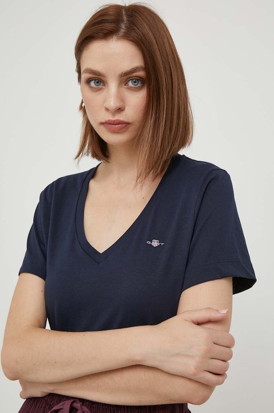 Бавовняна футболка Gant темно-синій 4200750