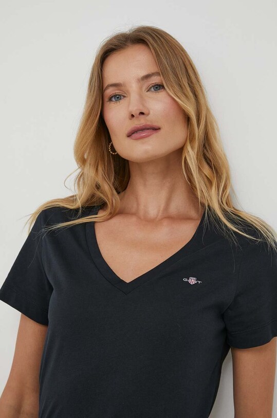 Bavlnené tričko Gant čierna 4200750