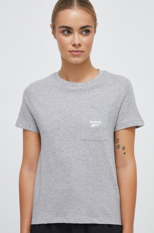 Βαμβακερό μπλουζάκι Reebok κανονικό γκρί 100037556