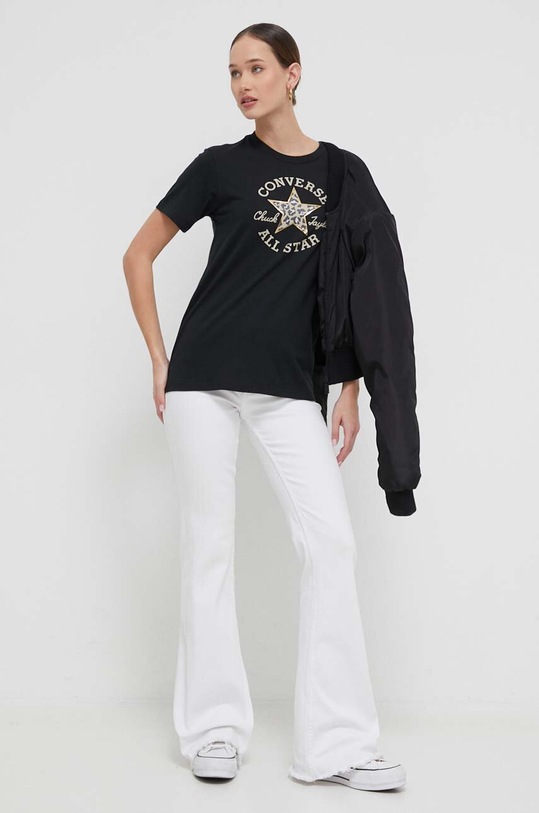 Converse tricou din bumbac 10026101.A02 negru AW23