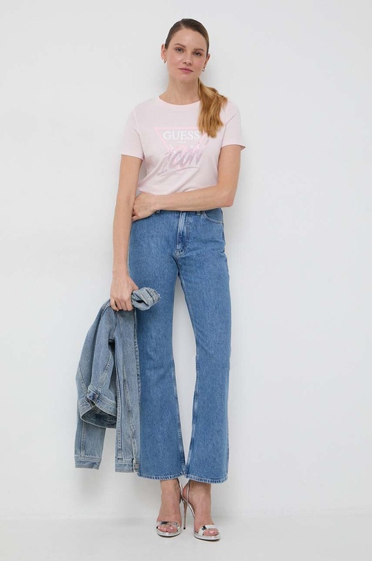 Guess pamut póló ICON W4RI41.I3Z14 rózsaszín SS24