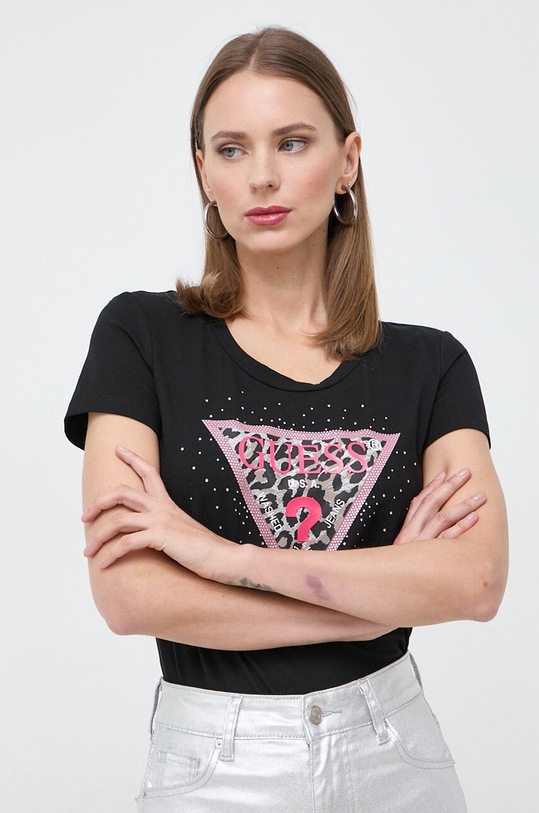 Guess t-shirt SPRING z elastanem czarny W4RI44.J1314