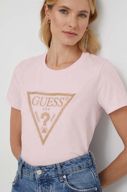 Tričko Guess nášivka ružová W4RI69.J1314