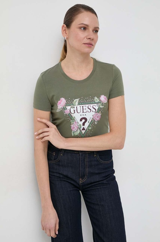 Μπλουζάκι Guess W4RI28.J1314 πράσινο SS24