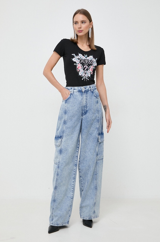 Guess t-shirt FLOWERS W4RI38.J1314 czarny SS24