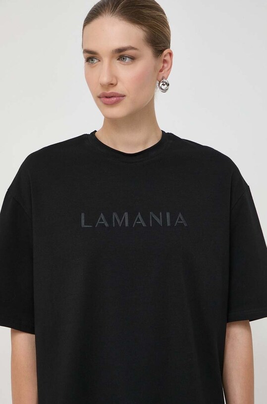 La Mania t-shirt bawełniany aplikacja czarny MELANIE