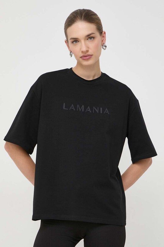La Mania t-shirt bawełniany czarny MELANIE