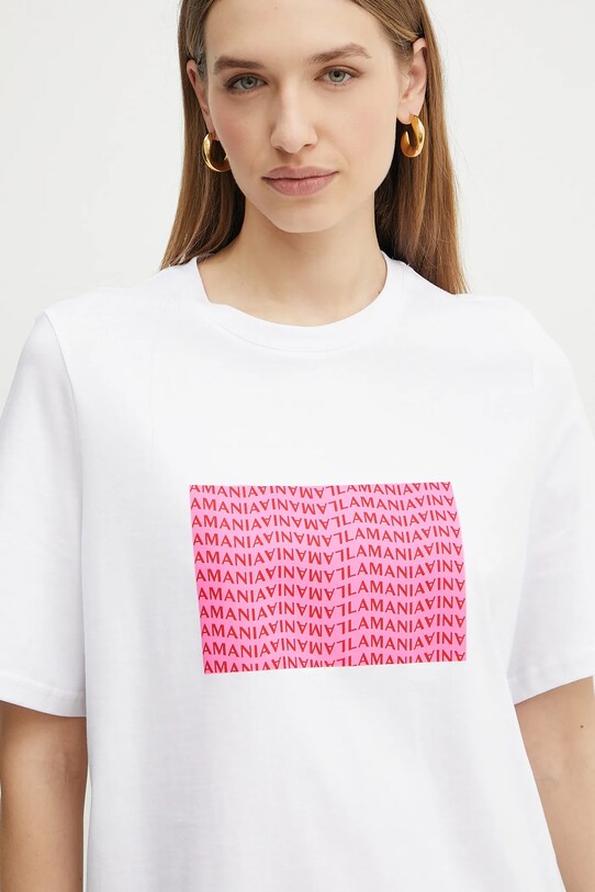 La Mania t-shirt bawełniany biały SIGNATURE.2