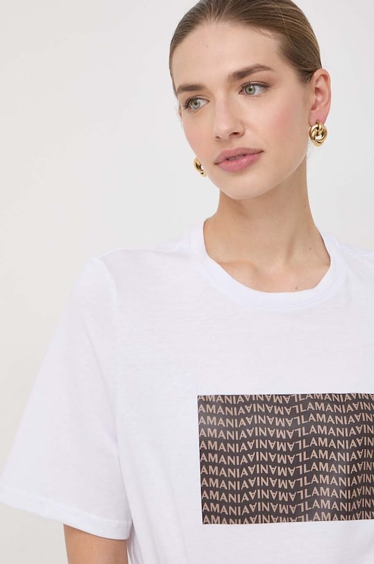 La Mania tricou din bumbac print maro SIGNATURE.2