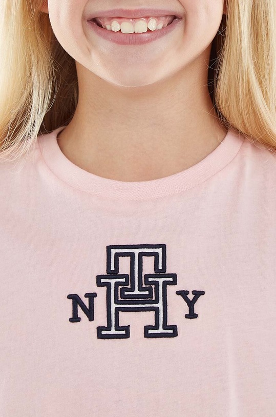 Tommy Hilfiger t-shirt bawełniany dziecięcy KG0KG07437.128.176.9BYX różowy