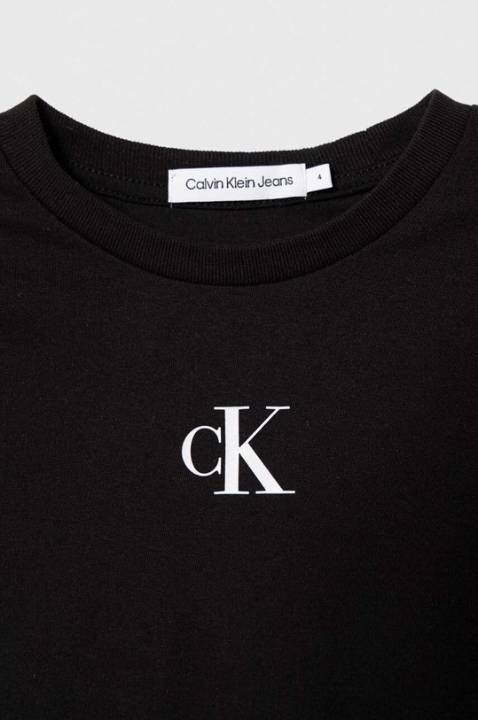 DÍVKA Dětské bavlněné tričko s dlouhým rukávem Calvin Klein Jeans IG0IG02135.9BYX černá