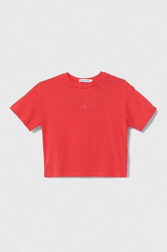 Bombažna kratka majica Calvin Klein Jeans Okrogel rdeča IG0IG02136.9BYX