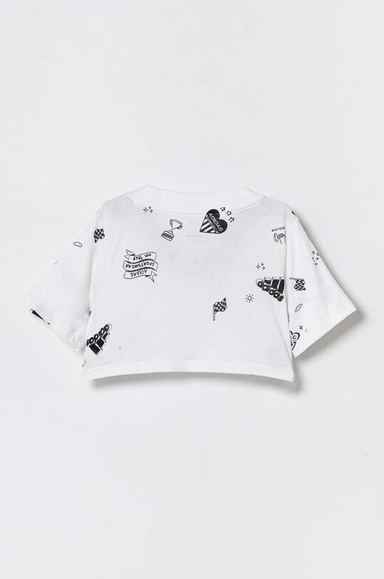 adidas t-shirt bawełniany dziecięcy JG BLUV Q3 AOPT IA1581 biały AW23