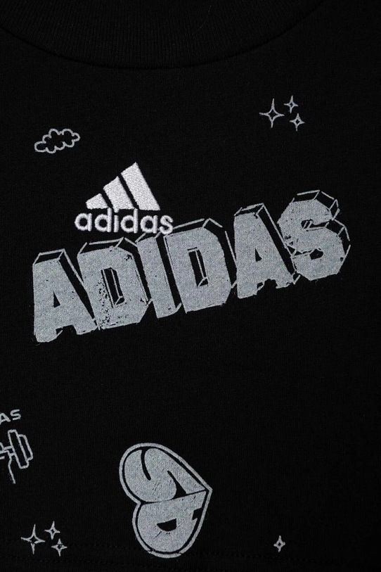 Dziewczynka adidas t-shirt bawełniany dziecięcy JG BLUV Q3 AOPT IA1582 czarny