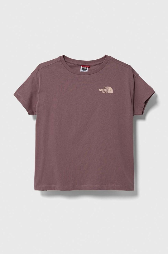 Παιδικό βαμβακερό μπλουζάκι The North Face G VERTICAL LINE S/S TEE βαμβάκι μωβ NF0A854R
