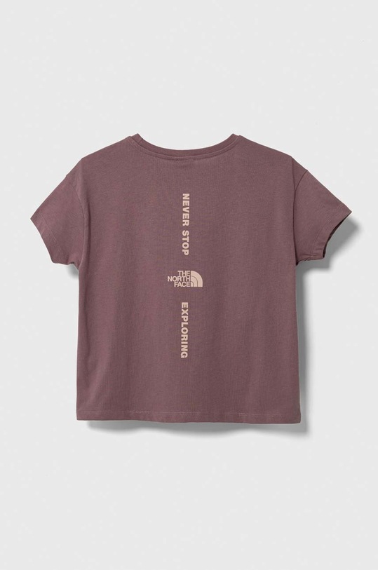 Παιδικό βαμβακερό μπλουζάκι The North Face G VERTICAL LINE S/S TEE NF0A854R μωβ AW23