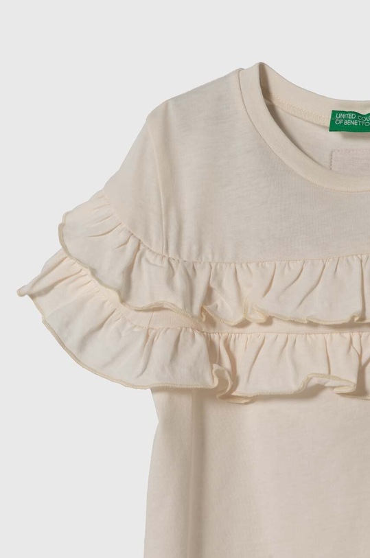 Dziewczynka United Colors of Benetton t-shirt bawełniany dziecięcy 3096G10CA.P.SEASONAL beżowy