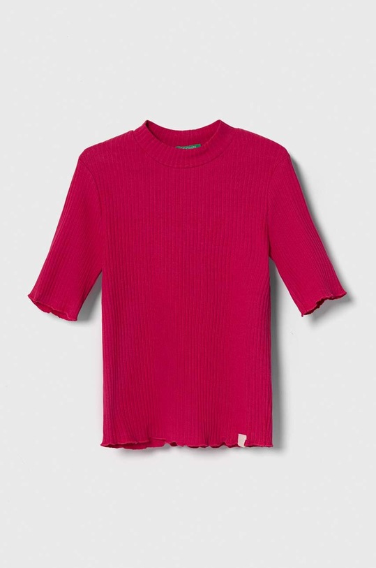 United Colors of Benetton t-shirt dziecięcy z elastanem różowy 3F1AC10E2.G.SEASONAL