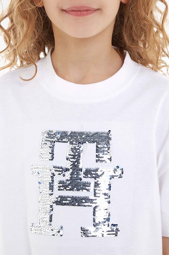 Παιδικό βαμβακερό μπλουζάκι Tommy Hilfiger KG0KG07641.128.176.9BYX λευκό