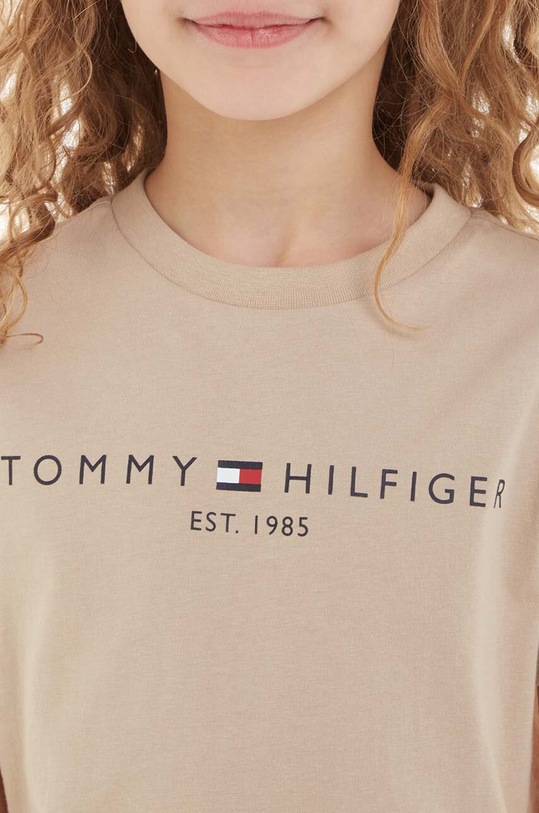 Detské bavlnené tričko Tommy Hilfiger KS0KS00397.74.122.9BYX béžová