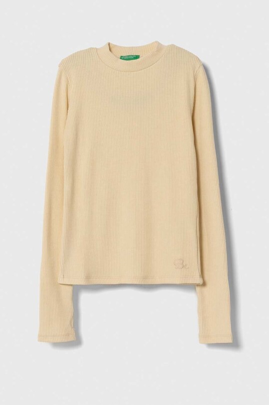 United Colors of Benetton longsleeve dziecięcy z elastanem beżowy 31F5C10F7.G.SEASONAL