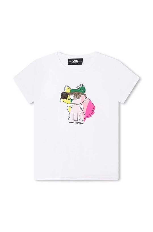 Karl Lagerfeld t-shirt bawełniany dziecięcy nadruk biały Z15439.86.108