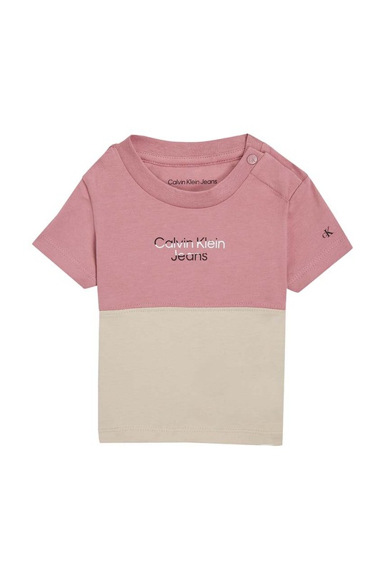 Calvin Klein Jeans t-shirt niemowlęcy wzorzyste różowy IN0IN00085.9BYX