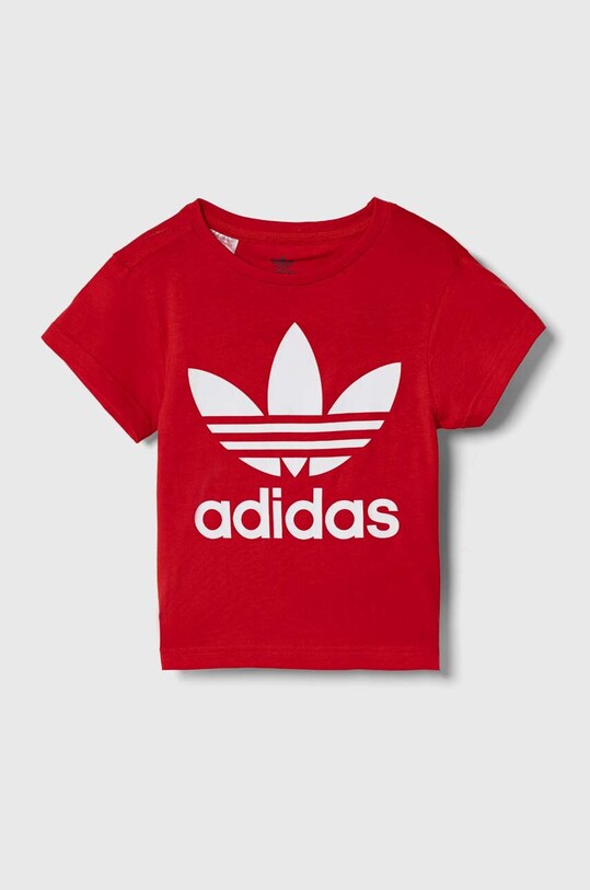 Παιδικό βαμβακερό μπλουζάκι adidas Originals TREFOIL IC9117 κόκκινο AW23