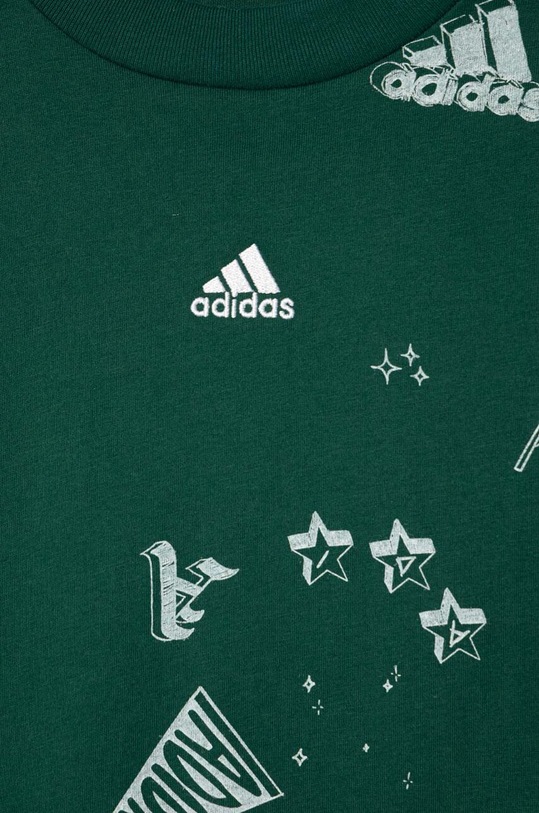 Chlapec Detské bavlnené tričko adidas J BLUV Q3 AOPT IA1562 zelená