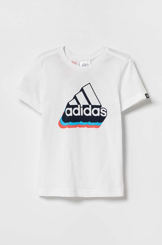 adidas t-shirt bawełniany dziecięcy nadruk biały IC4548