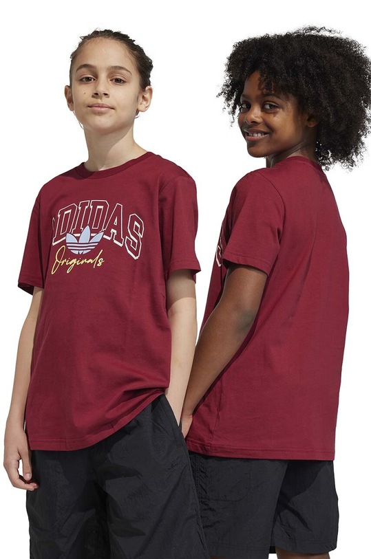 adidas Originals t-shirt bawełniany dziecięcy IJ0695 bordowy