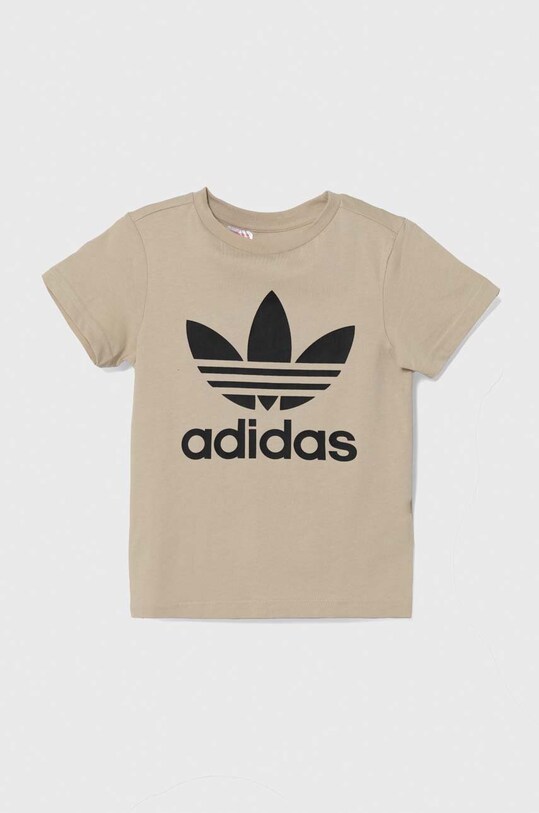 Βαμβακερό μπλουζάκι adidas Originals TREFOIL IJ7179 μπεζ AW23