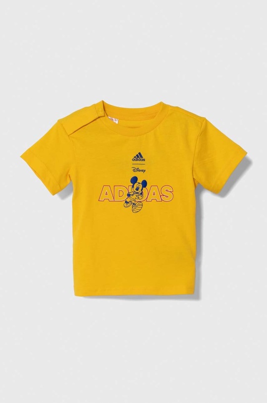 adidas t-shirt bawełniany dziecięcy nadruk żółty IJ9061