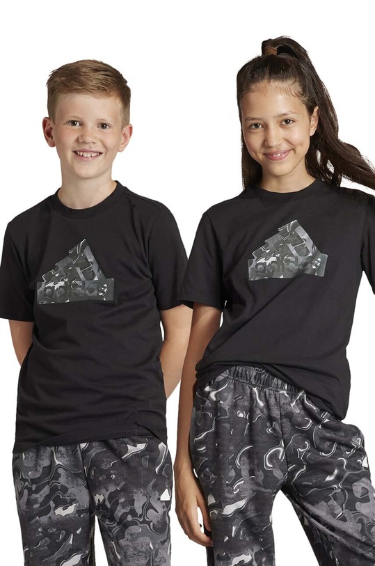 adidas t-shirt bawełniany dziecięcy czarny IL5070
